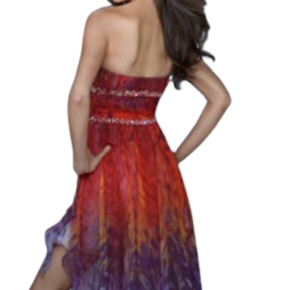 NWT La Femme 18051 Tulle Homecoming Dress Red/Multi size 2 - Picture 2 of 6